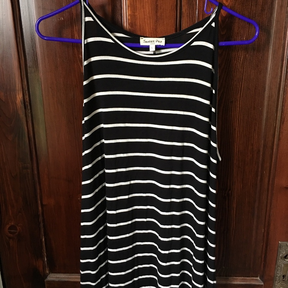 Black and white stripe maxi dress